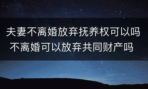 夫妻不离婚放弃抚养权可以吗 不离婚可以放弃共同财产吗