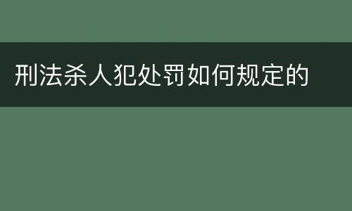 刑法杀人犯处罚如何规定的