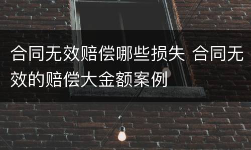 合同无效赔偿哪些损失 合同无效的赔偿大金额案例