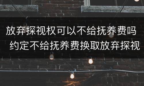 放弃探视权可以不给抚养费吗 约定不给抚养费换取放弃探视权有效吗