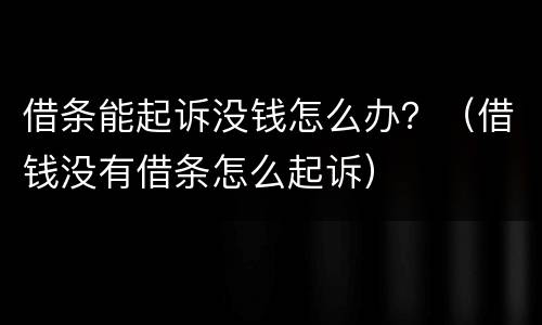 借条能起诉没钱怎么办？（借钱没有借条怎么起诉）