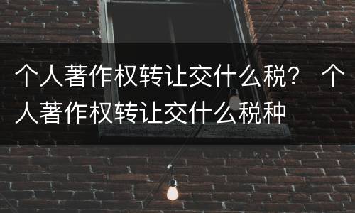 个人著作权转让交什么税？ 个人著作权转让交什么税种