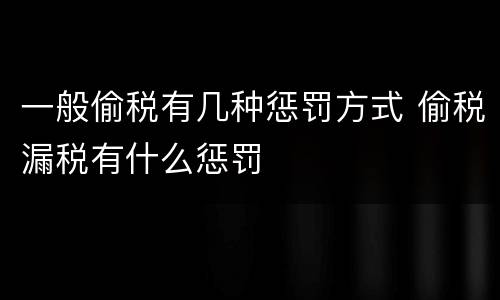 一般偷税有几种惩罚方式 偷税漏税有什么惩罚
