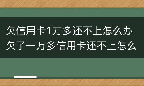欠信用卡1万多还不上怎么办 欠了一万多信用卡还不上怎么办