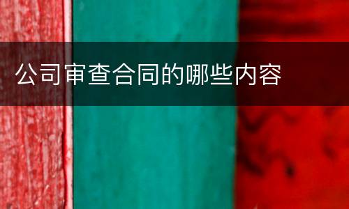 公司审查合同的哪些内容