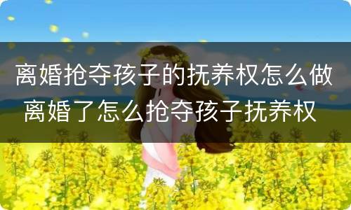 离婚抢夺孩子的抚养权怎么做 离婚了怎么抢夺孩子抚养权