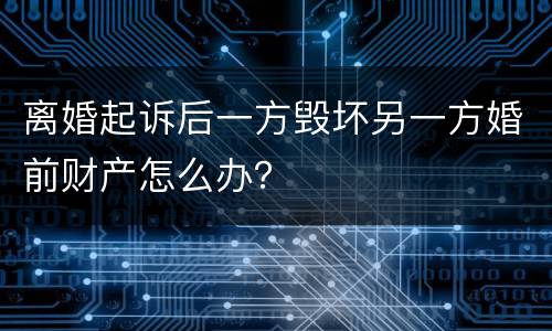 离婚起诉后一方毁坏另一方婚前财产怎么办？