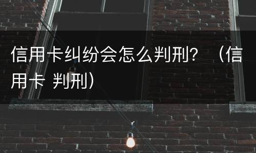 信用卡纠纷会怎么判刑？（信用卡 判刑）