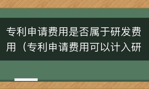 专利申请费用是否属于研发费用（专利申请费用可以计入研发费用其他费用吗）