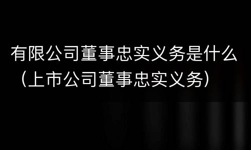 有限公司董事忠实义务是什么（上市公司董事忠实义务）