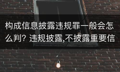 构成信息披露违规罪一般会怎么判? 违规披露,不披露重要信息罪判例