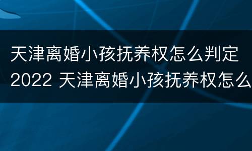天津离婚小孩抚养权怎么判定2022 天津离婚小孩抚养权怎么判定2022年的