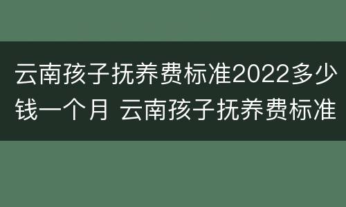 云南孩子抚养费标准2022多少钱一个月 云南孩子抚养费标准2022多少钱一个月呢