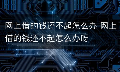 网上借的钱还不起怎么办 网上借的钱还不起怎么办呀