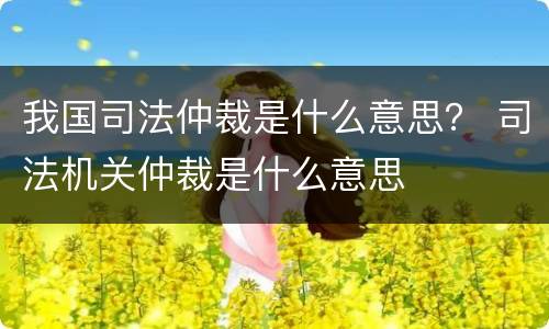 我国司法仲裁是什么意思？ 司法机关仲裁是什么意思