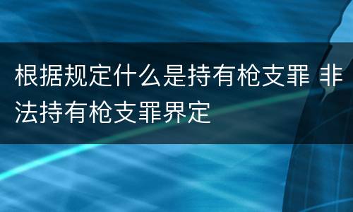 根据规定什么是持有枪支罪 非法持有枪支罪界定