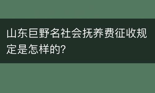 山东巨野名社会抚养费征收规定是怎样的？