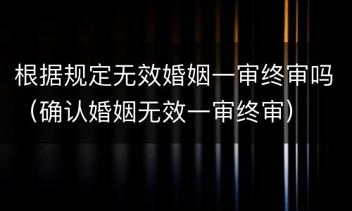 根据规定无效婚姻一审终审吗（确认婚姻无效一审终审）