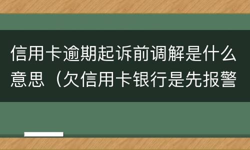 信用卡逾期起诉前调解是什么意思（欠信用卡银行是先报警还是先起诉）