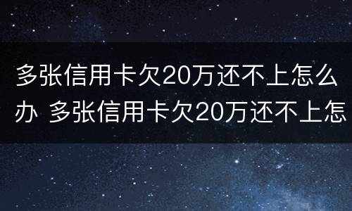多张信用卡欠20万还不上怎么办 多张信用卡欠20万还不上怎么办呀