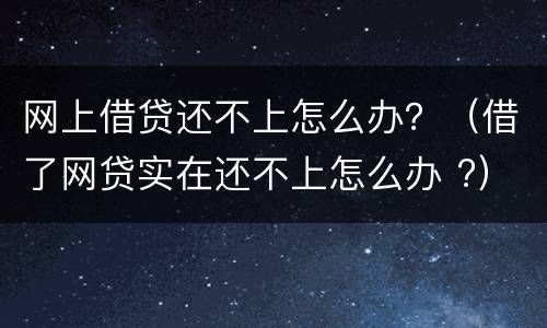 网上借贷还不上怎么办？（借了网贷实在还不上怎么办 ?）