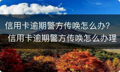 信用卡逾期警方传唤怎么办？ 信用卡逾期警方传唤怎么办理