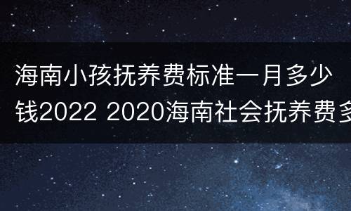 海南小孩抚养费标准一月多少钱2022 2020海南社会抚养费多少钱