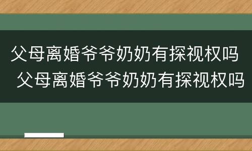 父母离婚爷爷奶奶有探视权吗 父母离婚爷爷奶奶有探视权吗怎么办