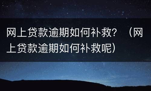 网上贷款逾期如何补救？（网上贷款逾期如何补救呢）