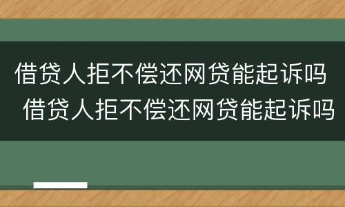 借贷人拒不偿还网贷能起诉吗 借贷人拒不偿还网贷能起诉吗