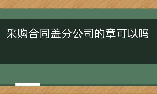 采购合同盖分公司的章可以吗