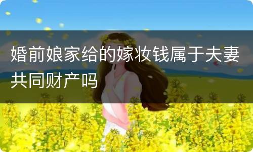 婚前娘家给的嫁妆钱属于夫妻共同财产吗
