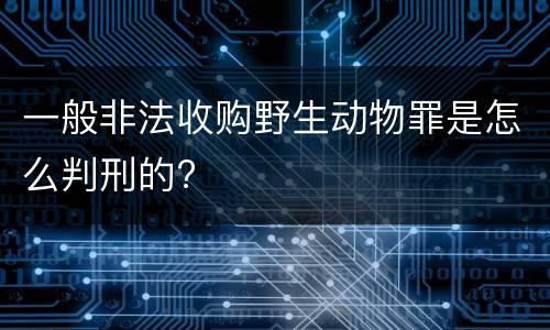 一般非法收购野生动物罪是怎么判刑的?