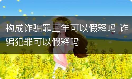 构成诈骗罪三年可以假释吗 诈骗犯罪可以假释吗