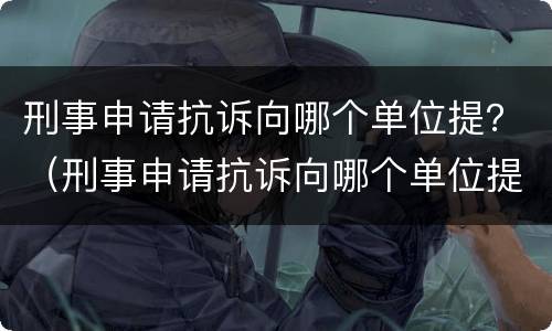 刑事申请抗诉向哪个单位提？（刑事申请抗诉向哪个单位提出）