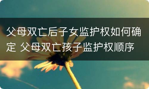 父母双亡后子女监护权如何确定 父母双亡孩子监护权顺序