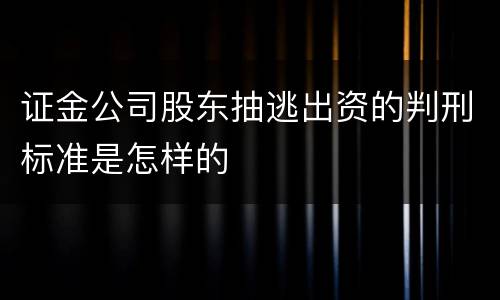 证金公司股东抽逃出资的判刑标准是怎样的