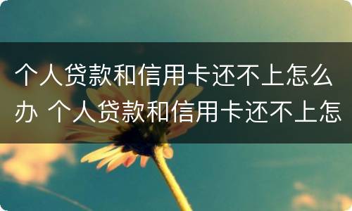 个人贷款和信用卡还不上怎么办 个人贷款和信用卡还不上怎么办呢