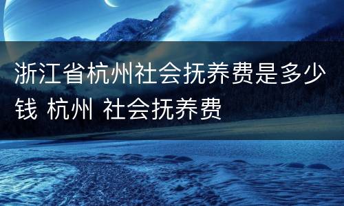 浙江省杭州社会抚养费是多少钱 杭州 社会抚养费