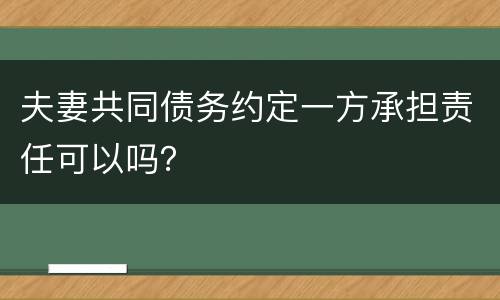 夫妻共同债务约定一方承担责任可以吗？