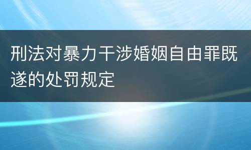 刑法对暴力干涉婚姻自由罪既遂的处罚规定