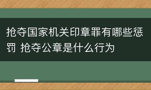 抢夺国家机关印章罪有哪些惩罚 抢夺公章是什么行为