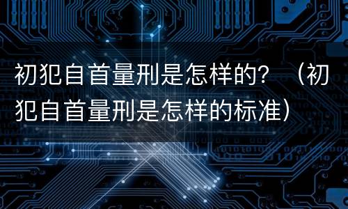 初犯自首量刑是怎样的？（初犯自首量刑是怎样的标准）