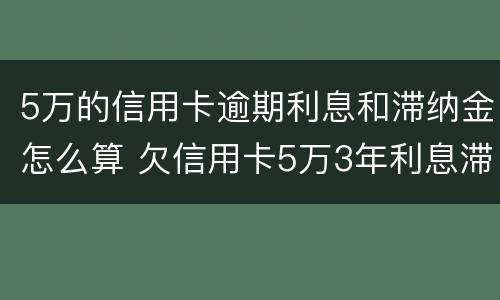5万的信用卡逾期利息和滞纳金怎么算 欠信用卡5万3年利息滞纳金