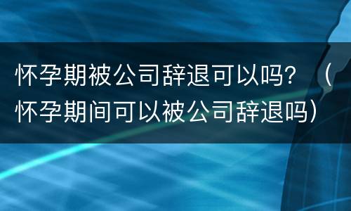 怀孕期被公司辞退可以吗？（怀孕期间可以被公司辞退吗）