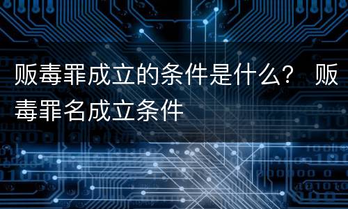 贩毒罪成立的条件是什么？ 贩毒罪名成立条件
