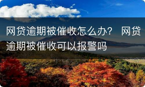 网贷逾期被催收怎么办？ 网贷逾期被催收可以报警吗