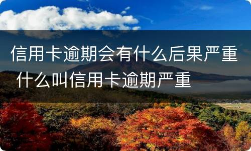 信用卡逾期会有什么后果严重 什么叫信用卡逾期严重