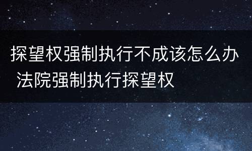 探望权强制执行不成该怎么办 法院强制执行探望权