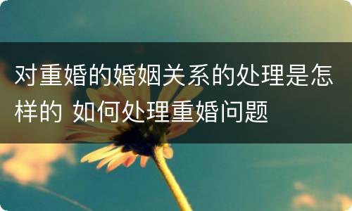 对重婚的婚姻关系的处理是怎样的 如何处理重婚问题